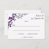 パープル ウェディング 小さな出欠確認 / 返信はがき | 蔓 招待状 (正面/裏面)