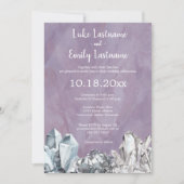 パープル・ウォーターカラーの結婚式 - ジオードと宝石 招待状 (正面)