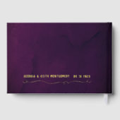 パープル ウォーターカラー ゴールド スクリプト エレガント ウェディング ゲストブック (裏面)