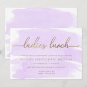 パープル ウォーターカラー ゴールド レディース ランチ 招待状 (正面/裏面)