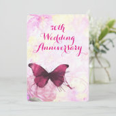 パープル・ウォーターカラー・バタフライ・ウェディング・アニバーサリー 招待状 (スタンド正面)