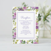 パープル・ウォーターカラー・フラワーの庭での結婚式の披露宴 招待状 (スタンド正面)