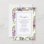 パープル・ウォーターカラー・フラワーの庭園での結婚披露宴 招待状 (正面)
