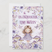 パープル・ウォーターカラー・フラワーフェアリー・ファースト・バースデー 招待状 (裏面)