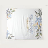 パープル ウォーターカラー フラワー ウェディング フォトブース タペストリー (正面(横))