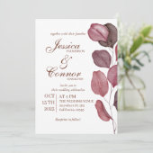 パープル ウォーターカラー フラワー ウェディング 招待状 (スタンド正面)