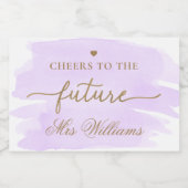 パープル ウォーターカラー ブライダル シャワー きらきら ワイン ラ スパークリングワインラベル (シングルラベル)