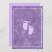 パープル ウォーターカラー ベビーシャワー 長方形テンプレート 招待状 (正面/裏面)