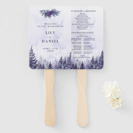 パープル・ウォーターカラー・松林のウェディングプログラム ハンドファン