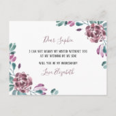 パープル・ウォーターカラー 牡丹のウェディングパーティーの招待状 インビテーションポストカード (裏面)