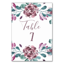 パープル ウォーターカラー 牡丹 ウェディング サマー テーブルナンバー