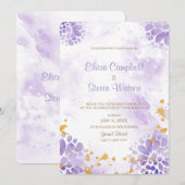パープル ウォーターカラー 結婚式 招待状 カード (正面/裏面)