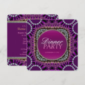 パープル エキゾチック イースタン ディナー パーティー 招待状 (正面/裏面)