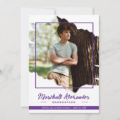 パープル エッジー アブストラクト ティアード フォト 卒業 招待状 (正面)