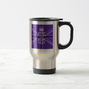 パープル・エレガンス　Keep Calm　あなたのテキスト　ユニオンジャック トラベルマグ