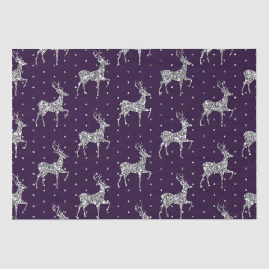 パープル&エレガントシルバーグリッタートナカイのクリスマス 薄葉紙 (正面)