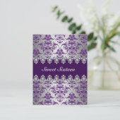 パープル&エレガントシルバーダマスクスウィート16招待状 招待状 (スタンド正面)