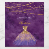 パープル&エレガント金ゴールドサンキューブライダルシャワー ワインラベル (シングルラベル)