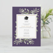 パープル エレガント グリーンネリー フォト 卒業パーティー 招待状 (スタンド正面)