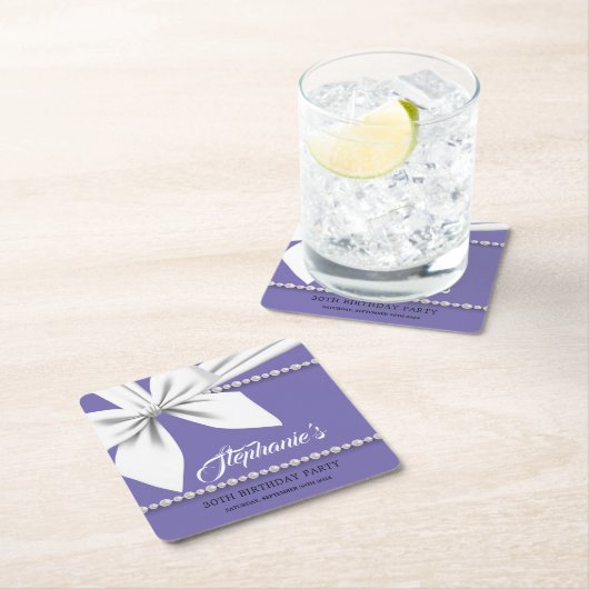 パープル エレガント ティファニー おしゃれ パーティー テーブルウェア スクエアペーパーコースター (インサイチュ)