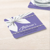 パープル エレガント ティファニー おしゃれ パーティー テーブルウェア スクエアペーパーコースター (アングル)