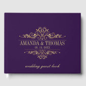 パープル エレガント フレーム オーダーメイド ウェディング ゲストブック (正面)