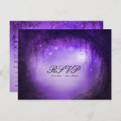 パープル エンチャンテッド フォレスト ファンタジー ウェディング RSVP カード (正面/裏面)