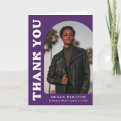 パープル オフセット アーチ 4 フォト 卒業 サンキューカード (正面)