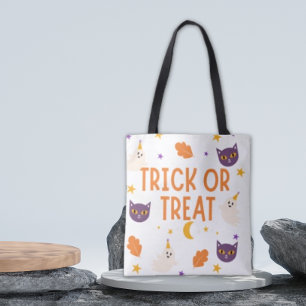 パープル+オレンジのハロウィン Trick or treat トートバッグ