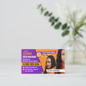 パープル&オレンジアフリカヘアーブレイディング美しいサロン 名刺 (スタンド正面)