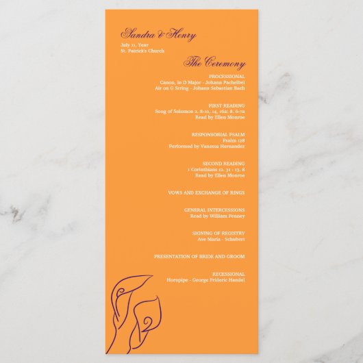 パープル&オレンジカラーリリー結婚式 プログラム (正面)