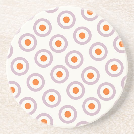 パープル&オレンジサークルドットレトロデザイン コースター (正面)