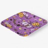 パープル&オレンジハロウィーンこうもり ペーパープレート (傾斜あり)