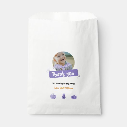 パープル&オレンジハロウィーンの誕生日パ感謝していーティー フェイバーバッグ (正面)