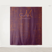 パープル オレンジ色の秋のウェディング フォトブース 背景 タペストリー (正面)