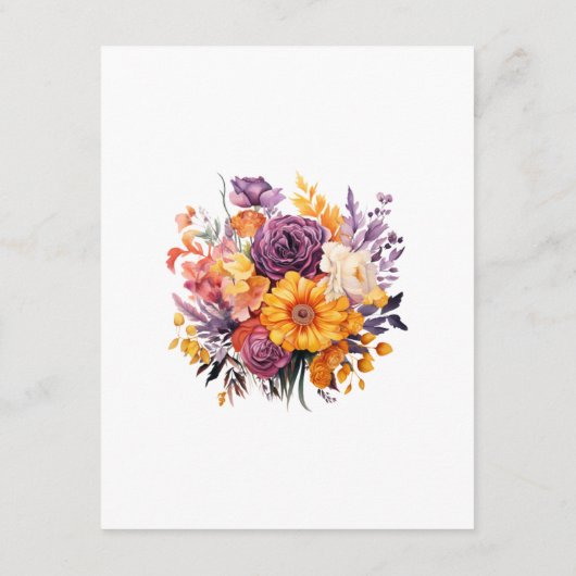 パープル、オレンジ、イエローのフローラゲスト詳細 エンクロージャーカード (裏面)