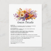 パープル、オレンジ、イエローのフローラゲスト詳細 エンクロージャーカード (正面)
