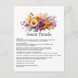 パープル、オレンジ、イエローのフローラゲスト詳細 エンクロージャーカード