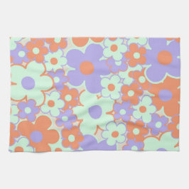 パープル オレンジ ティール トロピカル フローラル ボタニカル キッチンタオル