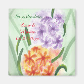 パープル オレンジ ヒヤシンス フラワル セーブ デート マグネット (正面)