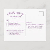 パープル オレンジ フラワーズ ウォーターカラー ウェディング RSVP インビテーションポストカード (裏面)