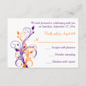 パープル オレンジ ホワイト フラワー ウェディング 返信カード (裏面)