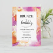 パープル、オレンジ、金ゴールドブランチ&バブリー招待状 招待状 (スタンド正面)