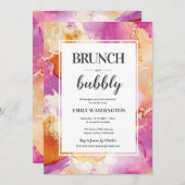 パープル、オレンジ、金ゴールドブランチ&バブリー招待状 招待状 (正面/裏面)