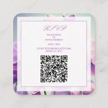 パープル オーキッド フラワーズ ウェディング QR コード 封入