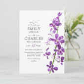 パープル オーキッド、モダン エレガント ウェディング 招待状 (スタンド正面)