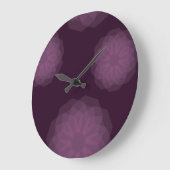 パープル、カッコいいトレンディーモダンシンプルフローラ抽象芸術 ラージ壁時計 (傾斜)
