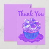 パープル カップケーキ プレート サンクス ポストカード (正面/裏面)