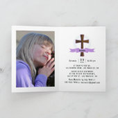 パープル·ガール·ファースト·ホリー·コミュニオンの写真 招待状 (内部)