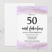 パープル ギター 50歳の誕生日パーティー 招待状 (正面/裏面)